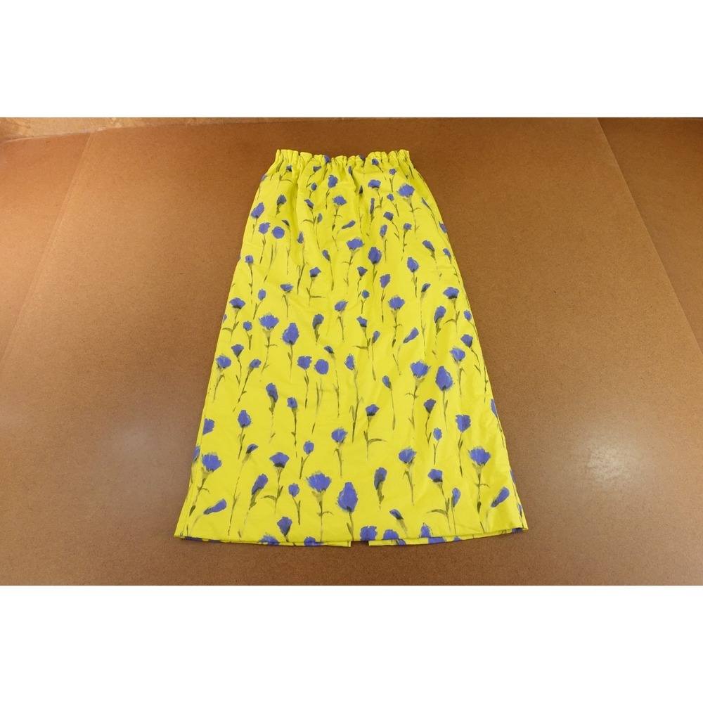 Ter et Bantine Womens 40 US Size 4 Yellow Floral Print Cotton Midi Skirt New